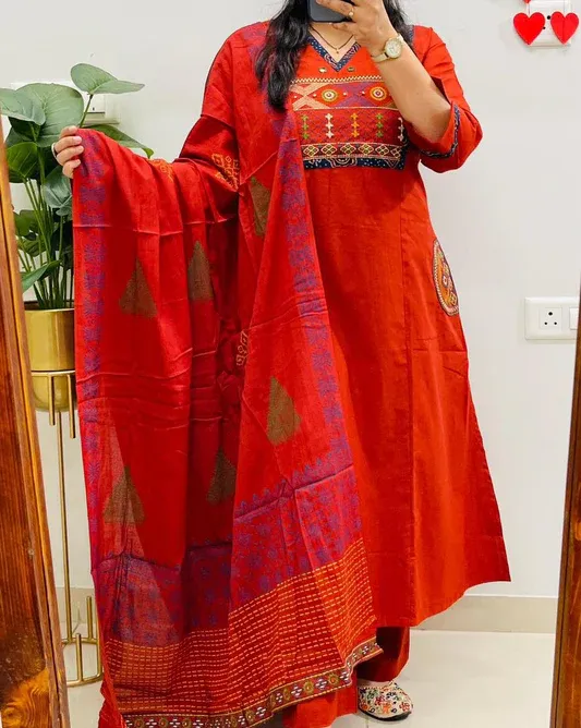 Pink Batik Cotton Kali Kurta